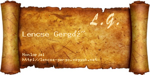 Lencse Gergő névjegykártya
